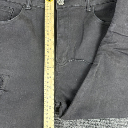 Waimea Mens Skinny Fit Jeans Black Faded Knee Zipper Denim Pants Size 36 by Waimea