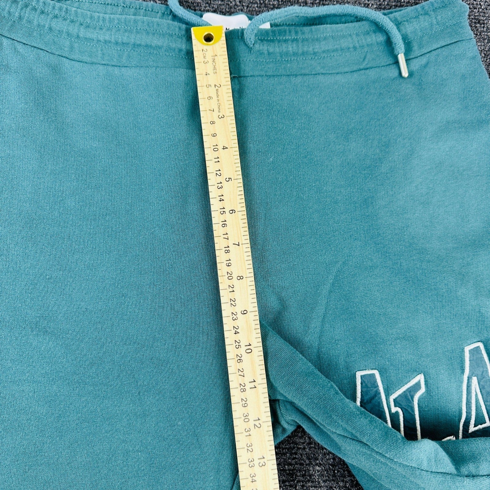 Topman Mens Alabama Graphic Sweat Shorts Teal Green Size Large Drawstring Cotton by Topman