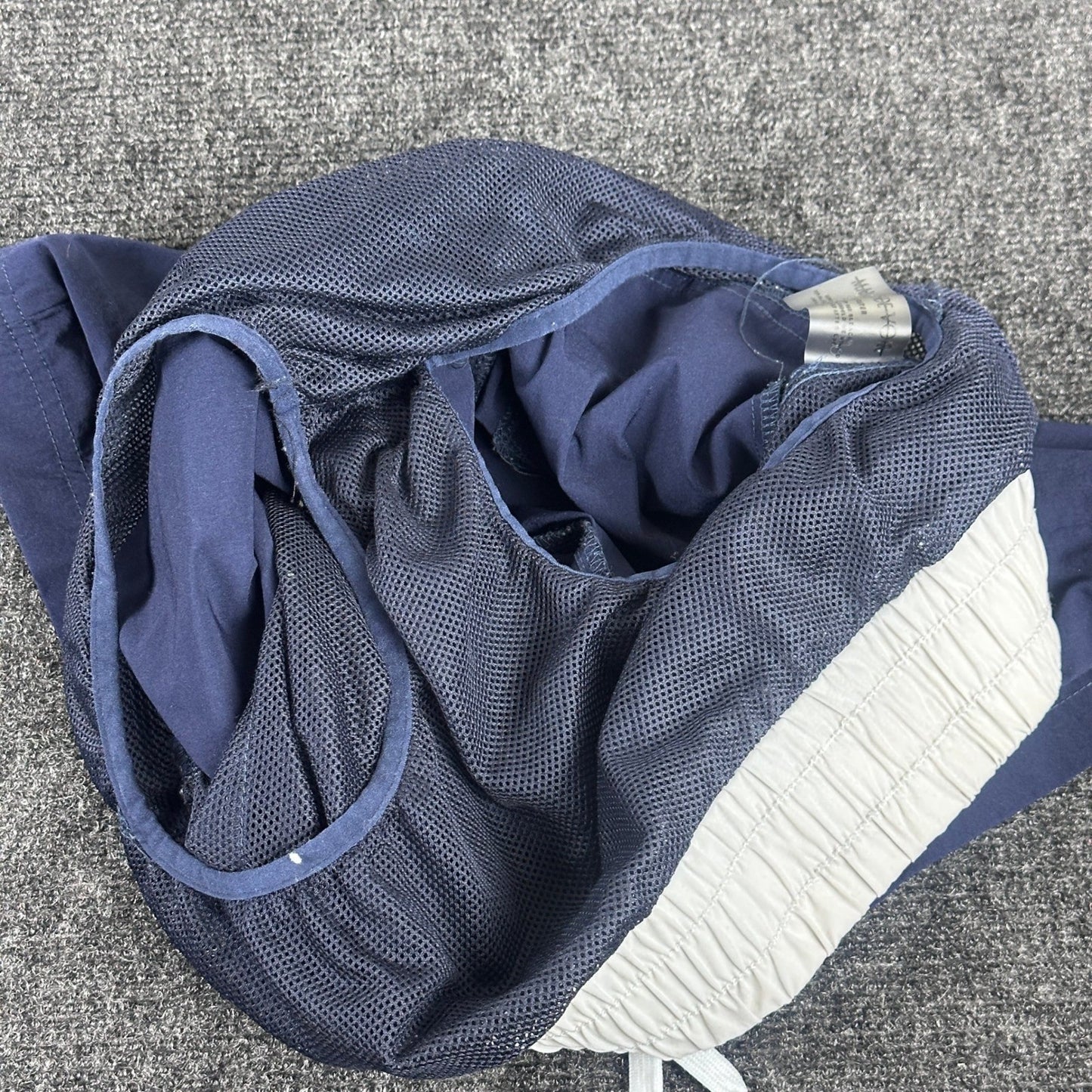 Maniere De Voir Mens Swim Trunks Navy Blue White Stripe Mesh Lined Size L by Maniere De Voir