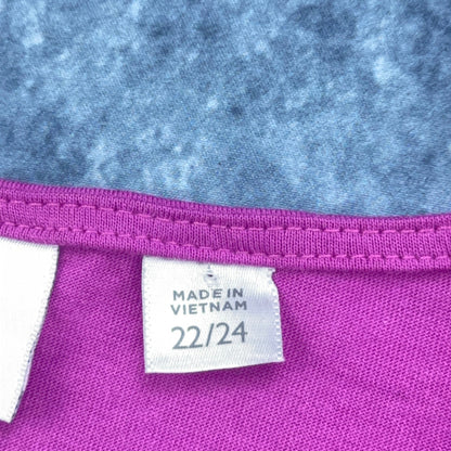 Avenue Plus Size 22/24 Magenta Pink Ruched Banded Hem Scoop Neck Knit Top Blouse by Avenue