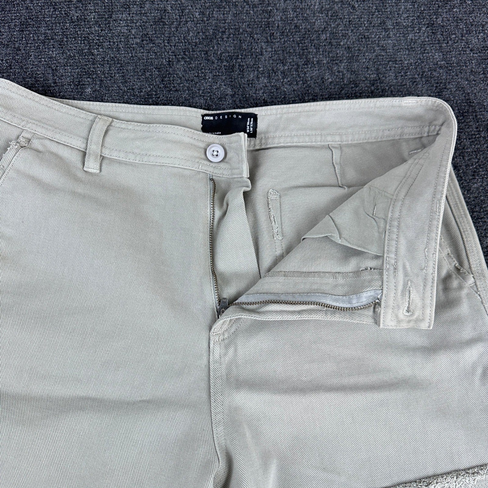 ASOS DESIGN Mens Stone Beige Cotton Twill Straight Leg Chino Pants 34X37 by ASOS DESIGN
