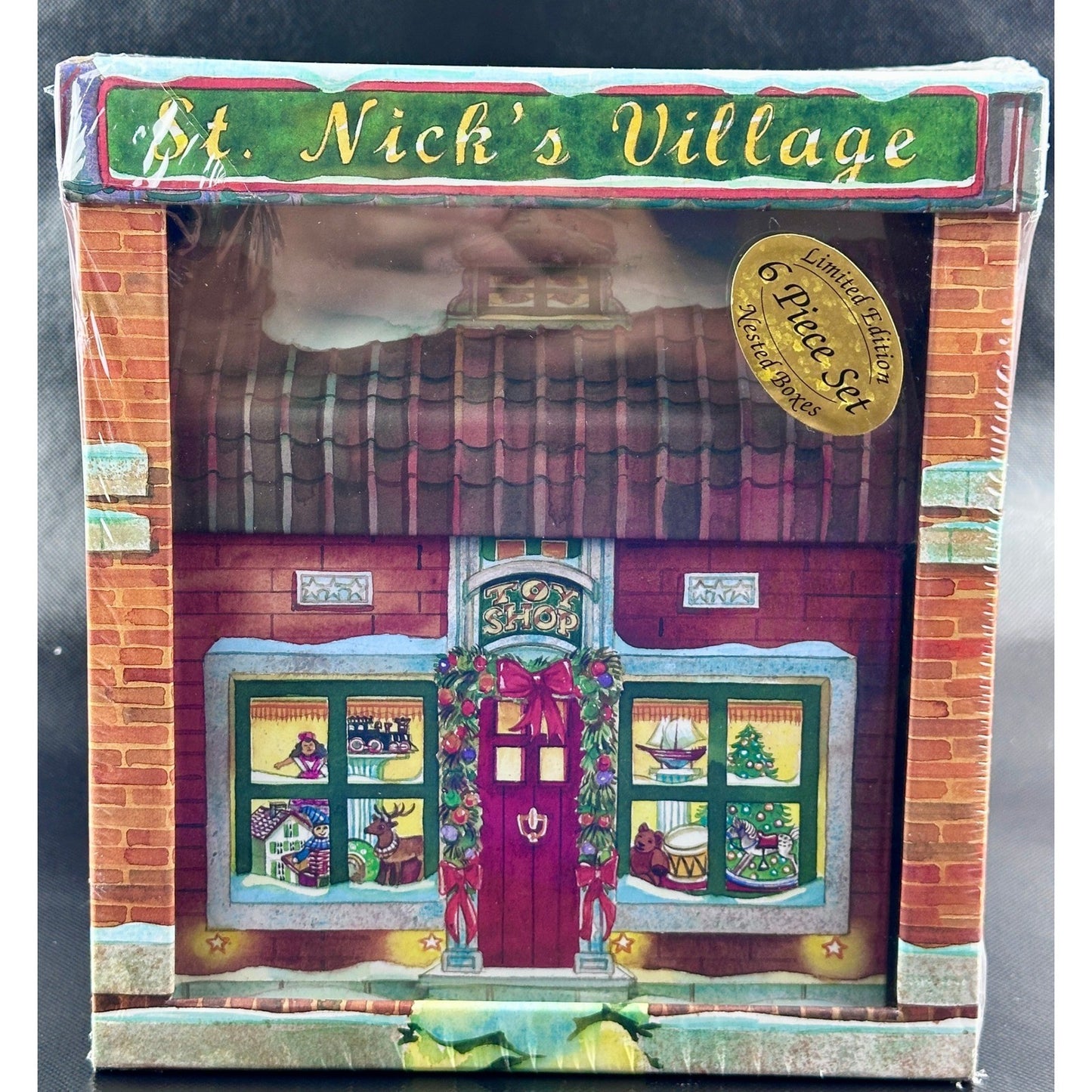 St. Nick's Village Nested Boxes Toy Shop Christmas Village Decor 6-Piece by Barrington Studios Limited