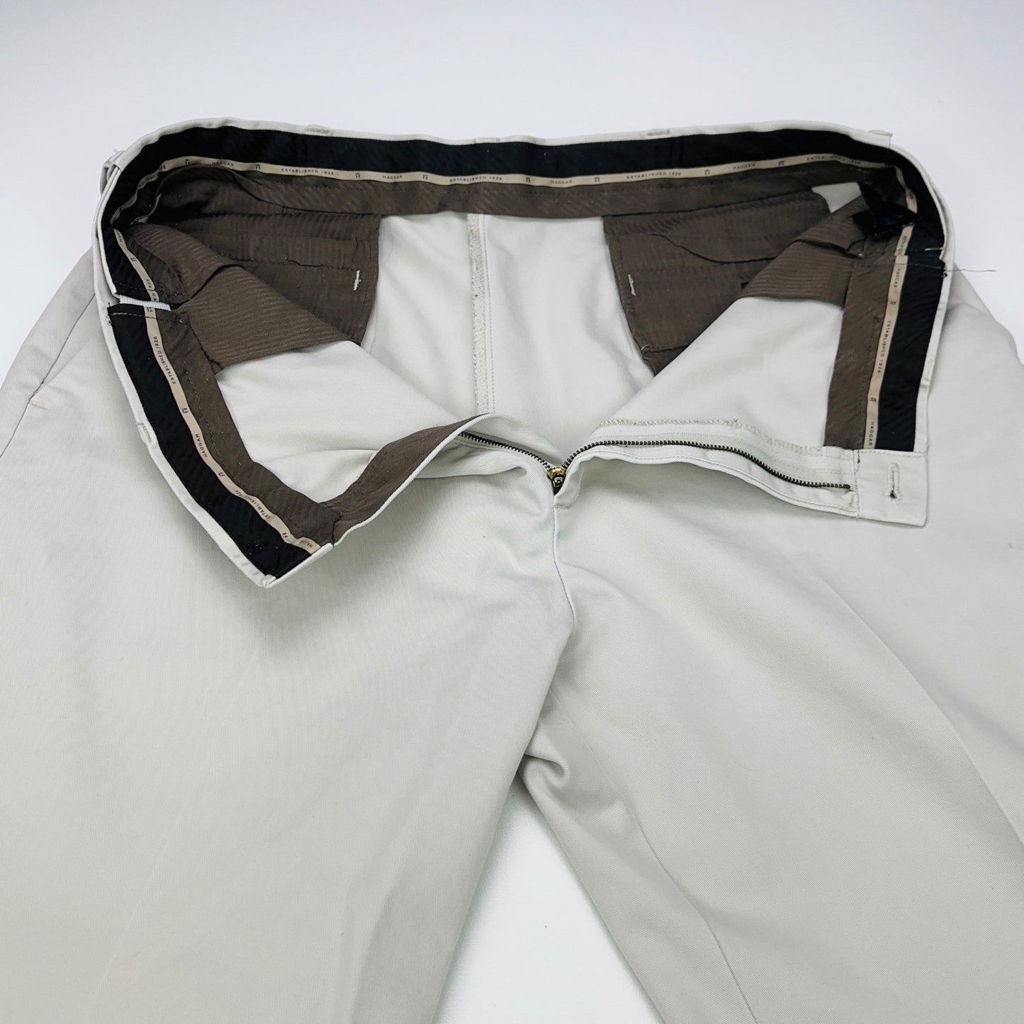 Haggar Mens Khaki Chino Pants Beige Flat Front 100% Cotton 38x29 by Haggar