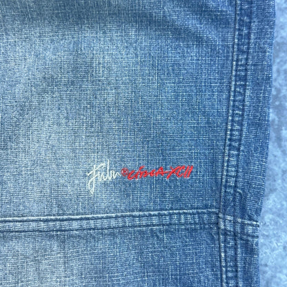 Vintage FUBU The Collection Patchwork Baggy Jeans Mens 34x34 Blue Streetwear 90s by FUBU