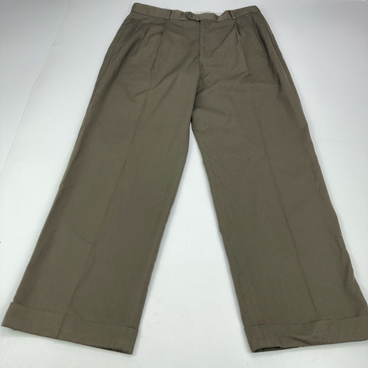 Braggi Louis Raphael Mens Pleated Dress Pants Olive Brown Cuffed 35x42 by Braggi by Louis Raphael