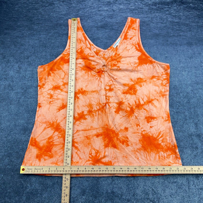 One Step Up Plus Orange Tie Dye O-Ring Tank Top 3X Sleeveless Cotton Blend by One Step Up Plus