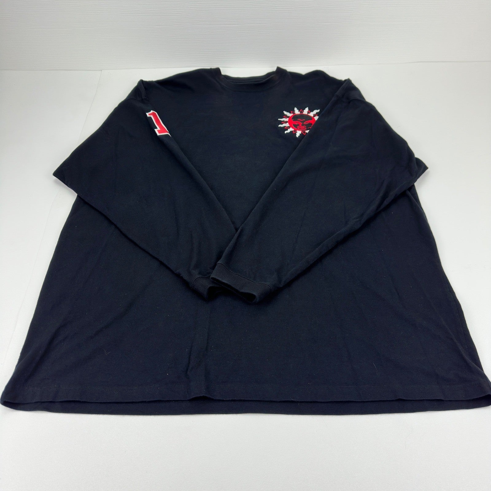 Luxe-T Luxury Sport Mens 3X Black Long Sleeve Embroidered Sun Graphic Tee Shirt by Luxe-T
