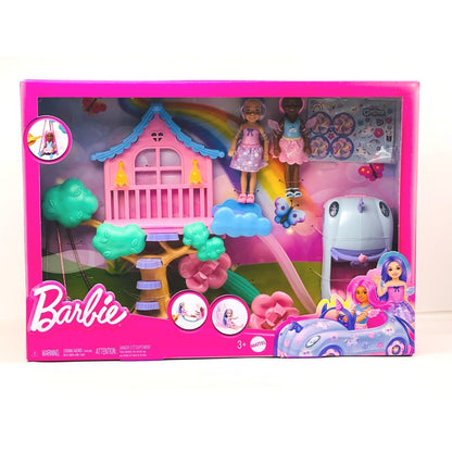 Barbie Chelsea Treehouse Playset Dollhouse Car Swing Rainbow Bridge by Barbie
