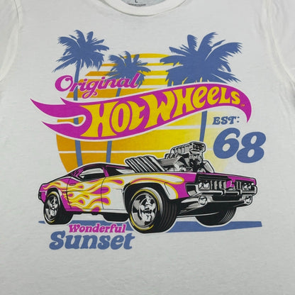Love Tribe Hot Wheels Original Sunset Graphic T-Shirt Cream Large Retro 68 Car by Love Tribe