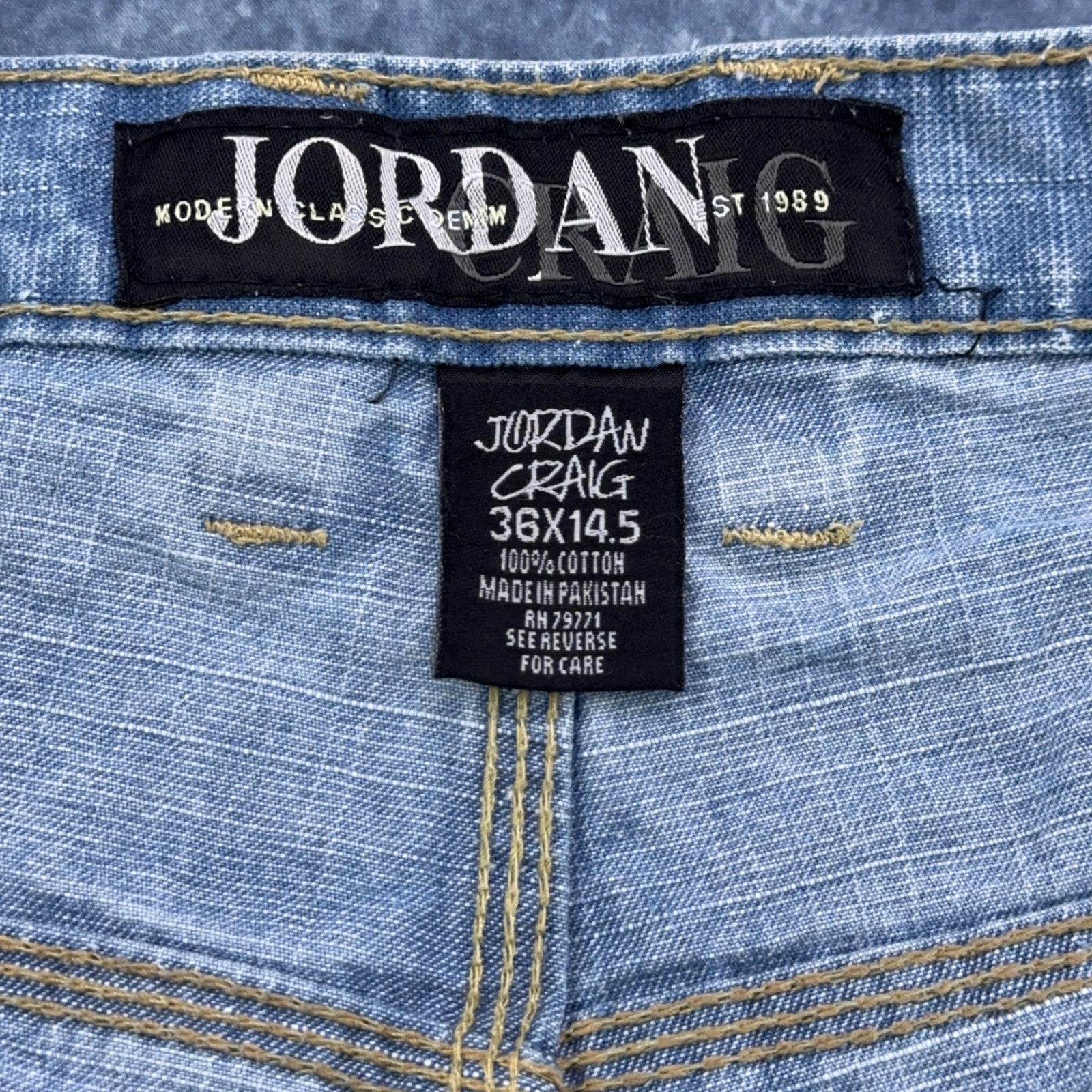 Jordan Craig Modern Classic Denim Shorts Light Wash Blue Mens 36 Streetwear Y2K by Jordan Craig