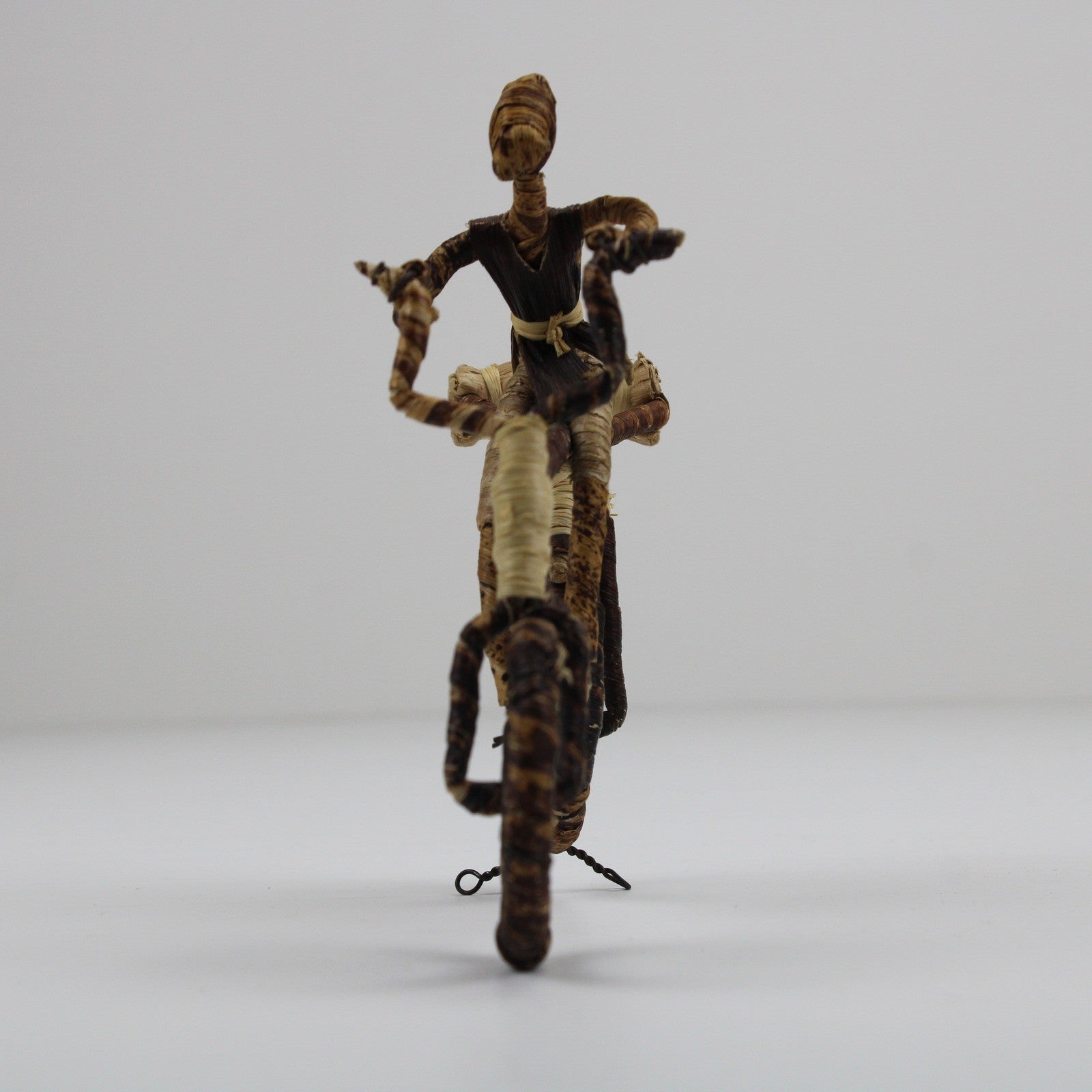 Handcrafted African Banana Fiber Bicycle Cyclist Sculpture Folk Art Figurine by Buysaavy