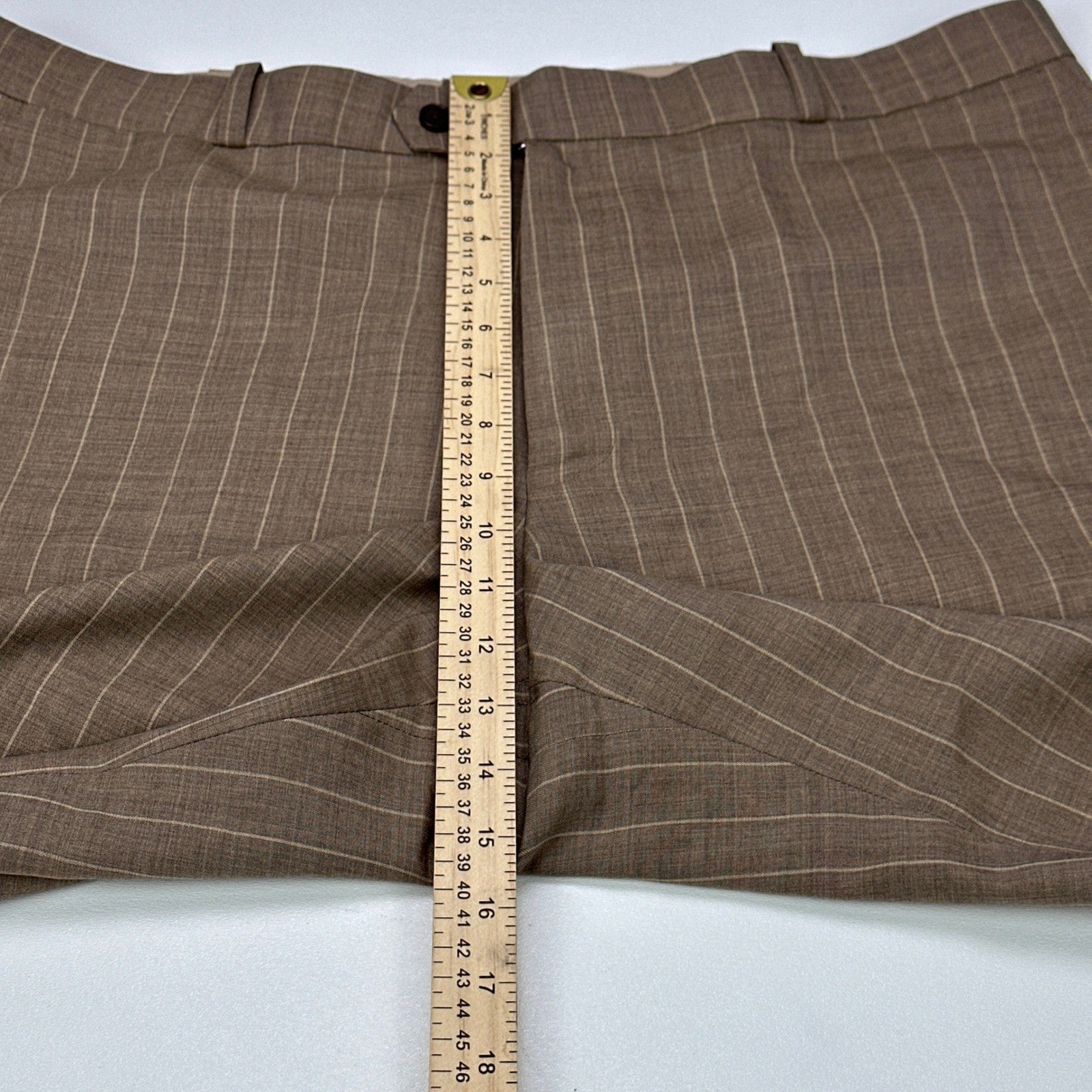 Rajas Fashions Mens Tan Pinstripe Cuffed Dress Pants Trousers 40x28 Bespoke by Raja's Fashions