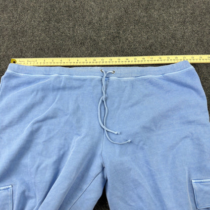 Old Navy Womens XXL Periwinkle Blue Cargo Sweatpants Wide Leg Raw Hem Drawstring by Old Navy