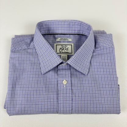 Jos. A. Bank 1905 Mens Tailored Fit Non-Iron Cotton Shirt Purple Check 16.5-34 by Jos. A. Bank