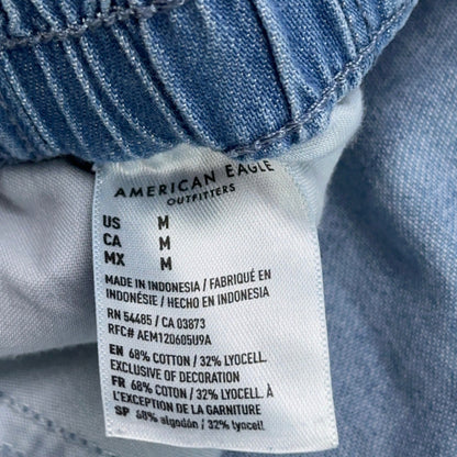 American Eagle Chambray Dolphin Shorts Light Wash Elastic Waist Drawstring M by American Eagle Outfitters