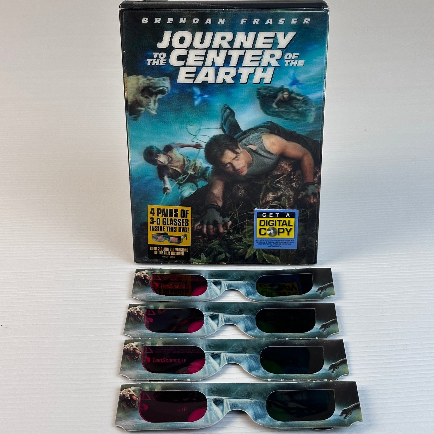Journey to the Center of the Earth DVD Brendan Fraser 2D 3D 4 Glasses 2008 PG by Buysaavy