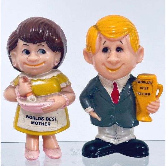 Vintage 1970s Berries Father Mother Figurines Set - Retro Family Gift by Berries