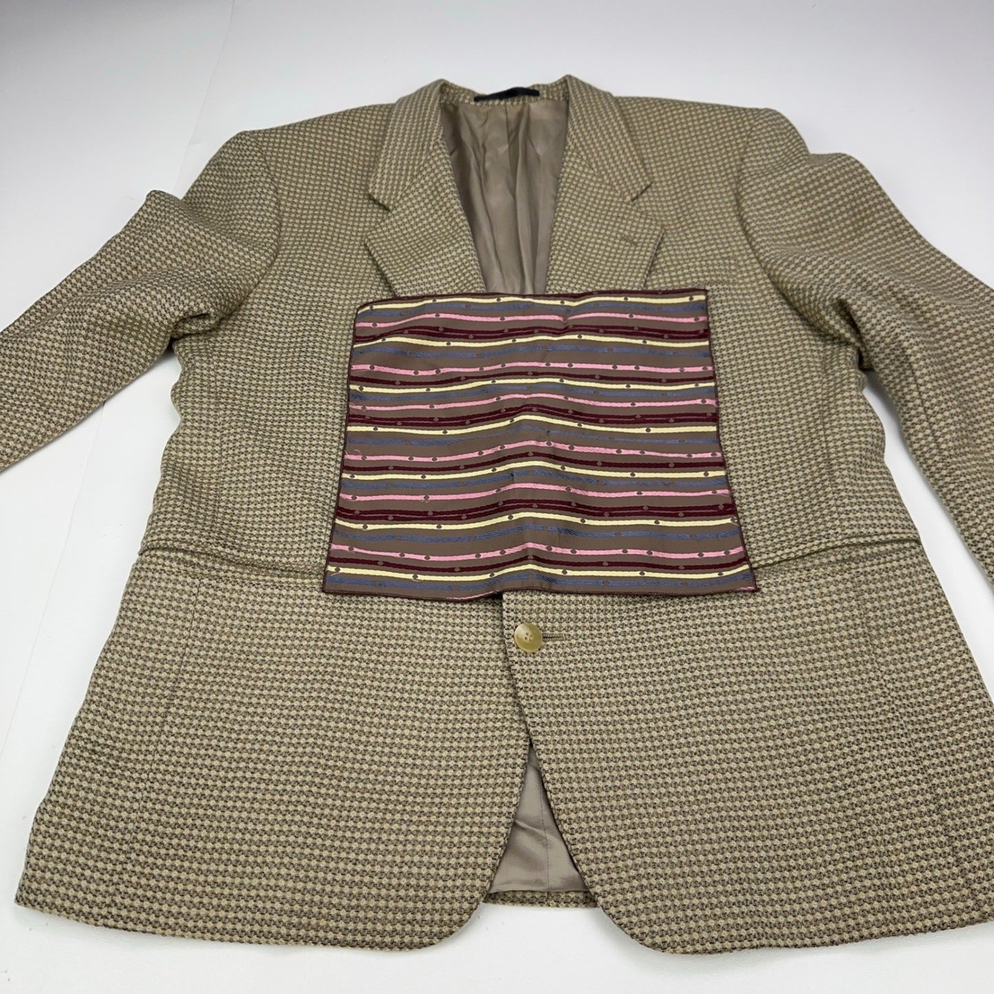 Manci by Mancillas Mens Vintage Micro Check Blazer Sport Coat Brown Tan 42R by Manci by Mancillas