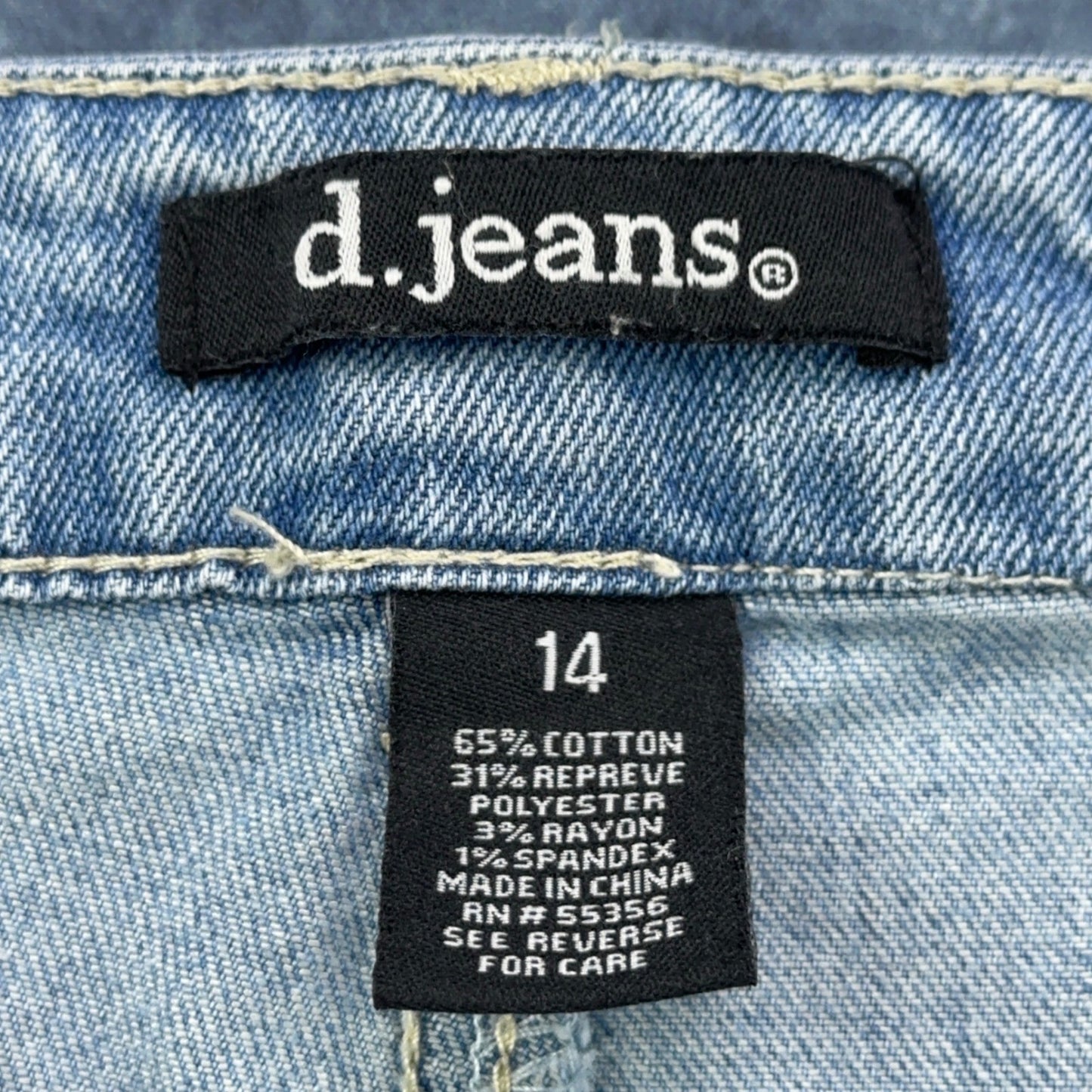 d.jeans Womens Light Wash Cargo Wide Leg Denim Pants Size 14 Stretch Blue by d.jeans