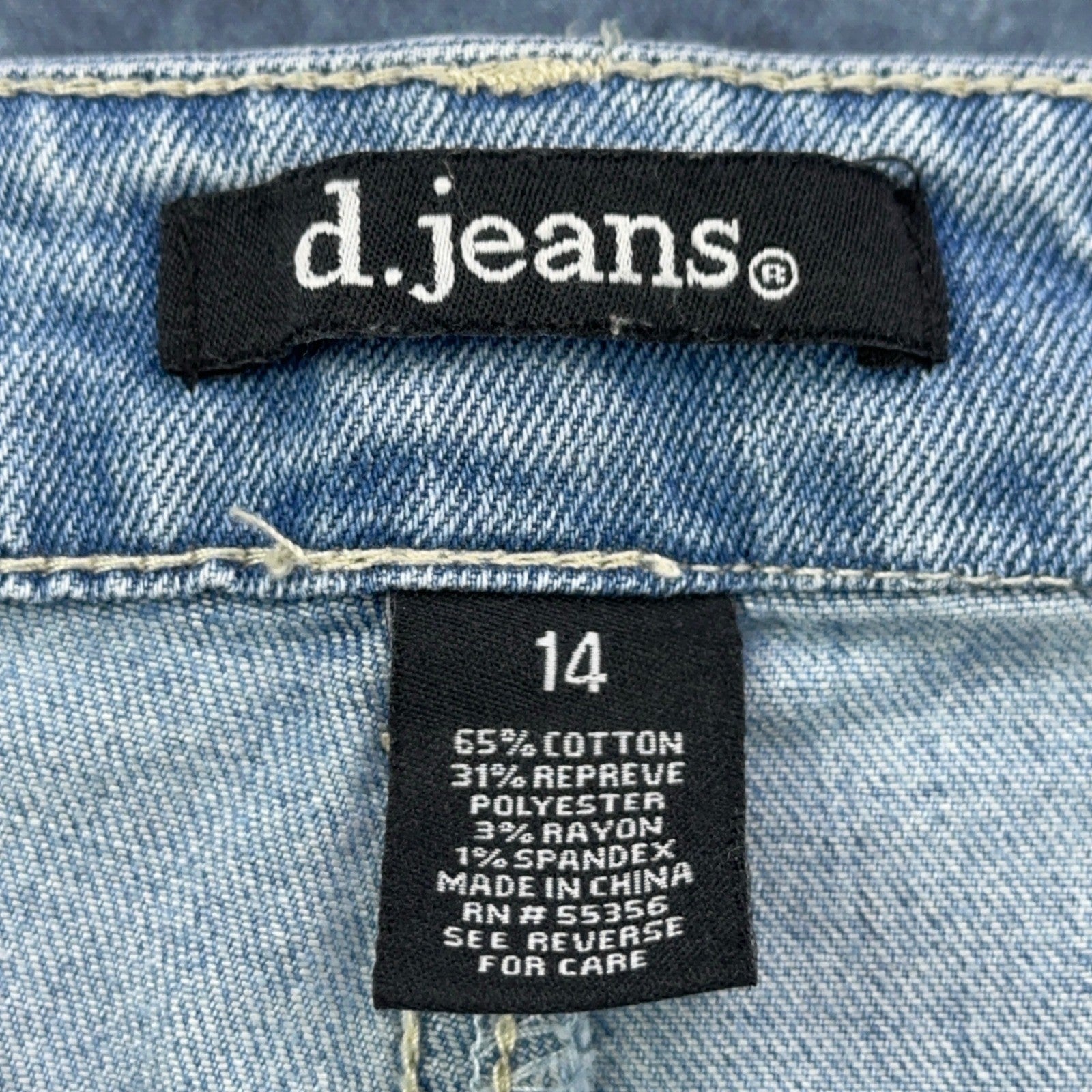 d.jeans Womens Light Wash Cargo Wide Leg Denim Pants Size 14 Stretch Blue by d.jeans