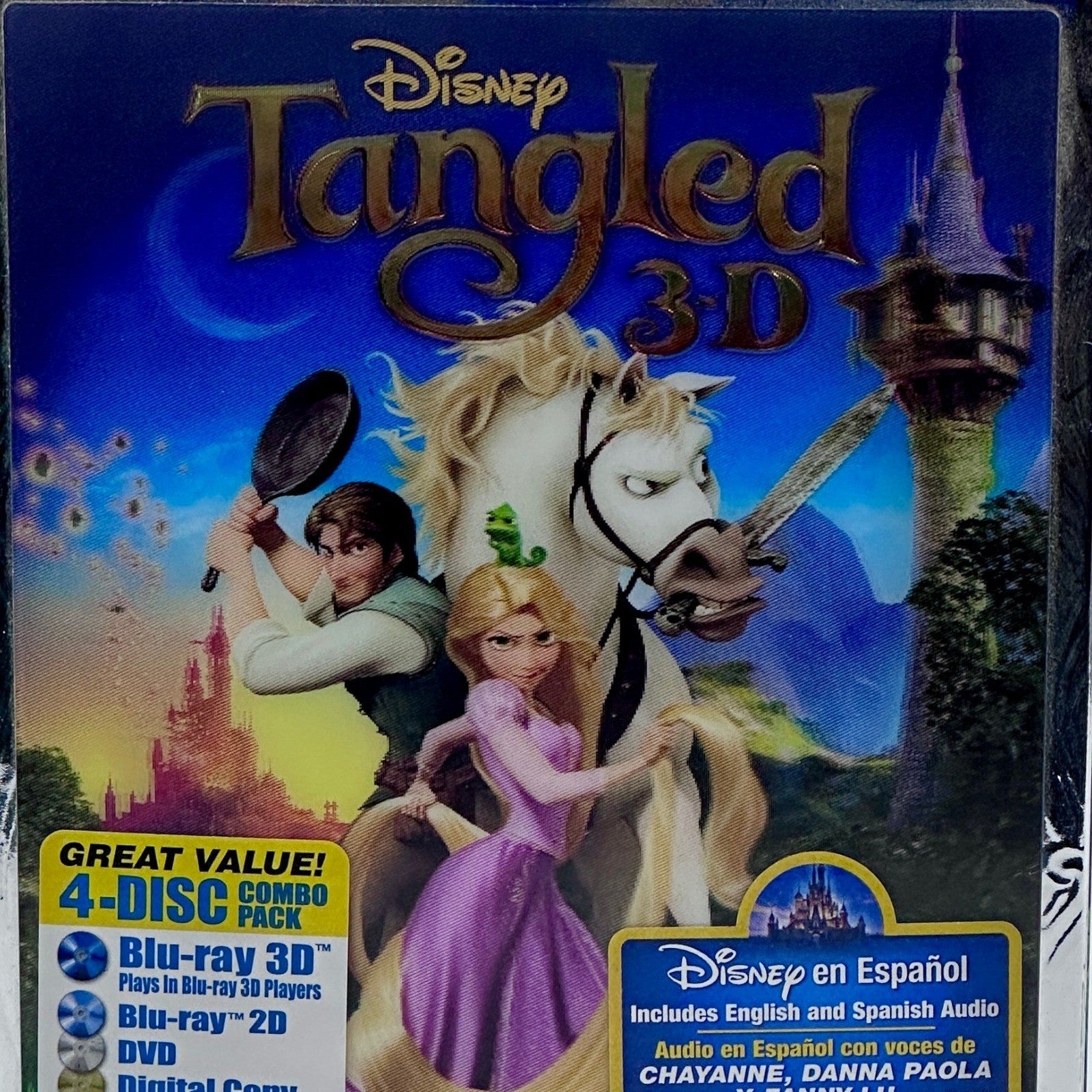 Disney Tangled 3D Blu-ray 4-Disc Combo Pack 2D DVD Digital Copy Spanish Audio by Buysaavy