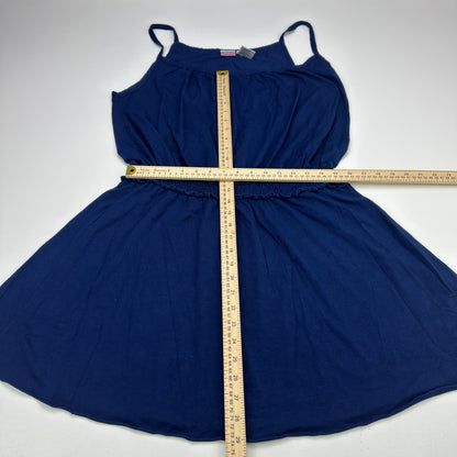 No Boundaries Juniors XXL Navy Water Smocked Waist Spaghetti Strap Mini Dress by No Boundaries