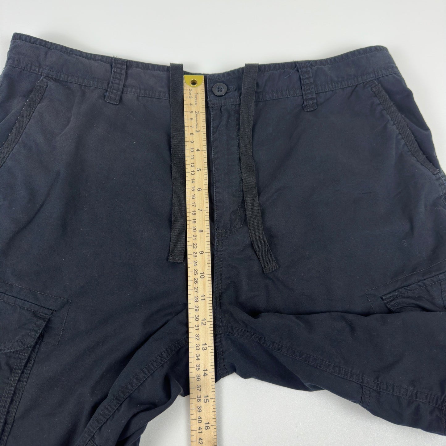 Faded Glory Mens Cargo Shorts Black Size 38 Cotton Drawstring Utility Pockets by Faded Glory