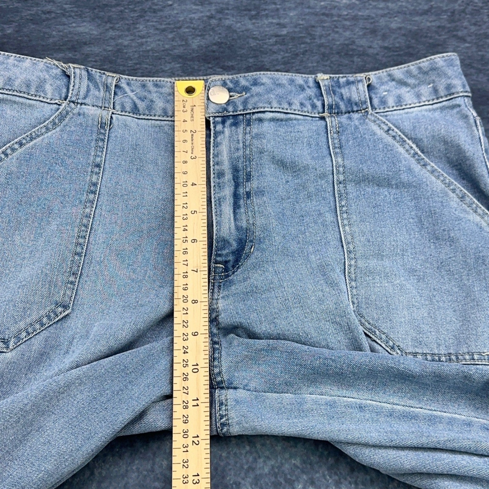 d.jeans Womens Light Wash Cargo Wide Leg Denim Pants Size 14 Stretch Blue by d.jeans