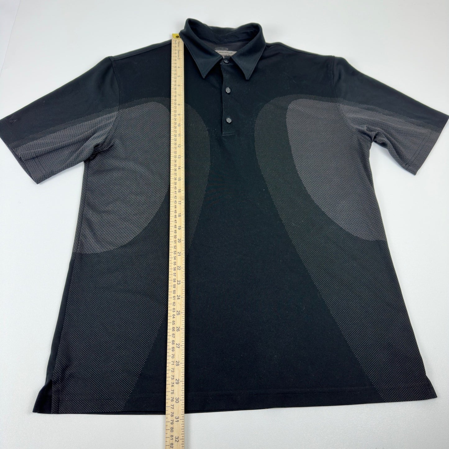 Greg Norman Mens Performance Golf Polo Shirt Black Grey Geometric Size M by Greg Norman