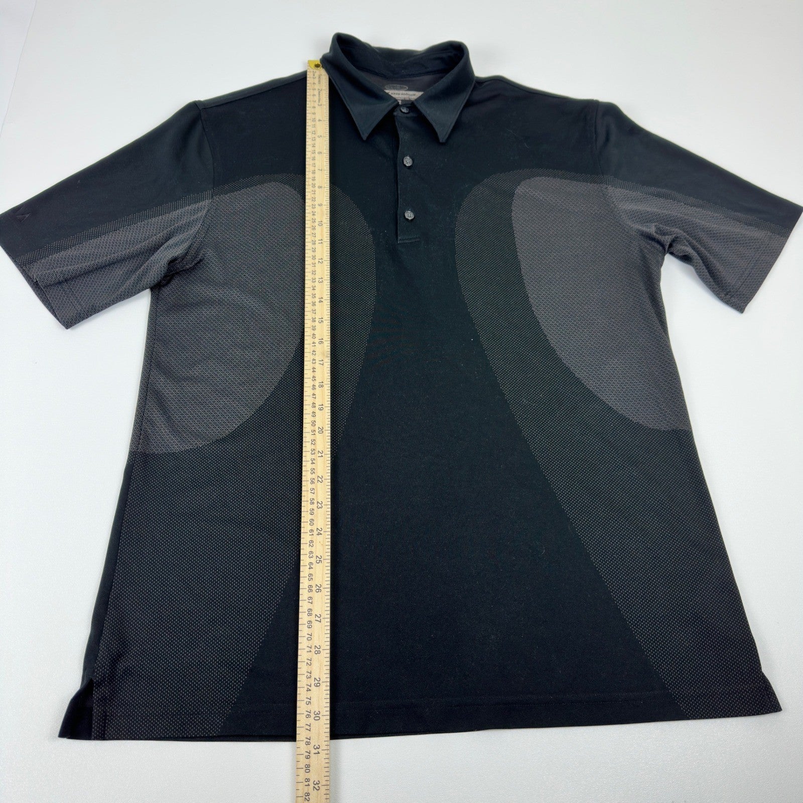 Greg Norman Mens Performance Golf Polo Shirt Black Grey Geometric Size M by Greg Norman