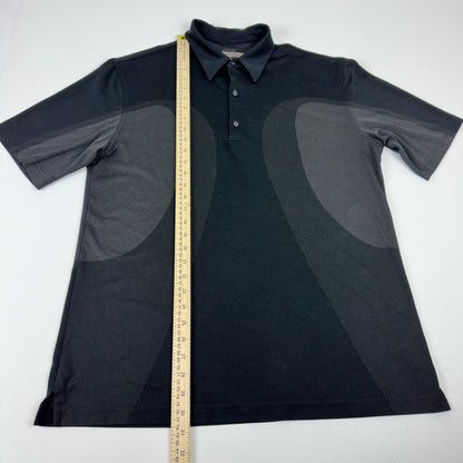 Greg Norman Mens Performance Golf Polo Shirt Black Grey Geometric Size M by Greg Norman