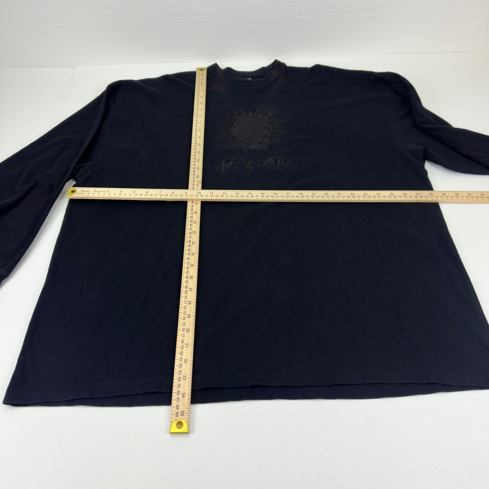 Luxe-T Luxury Sport Mens 3X Black Long Sleeve Embroidered Sun Graphic Tee Shirt by Luxe-T