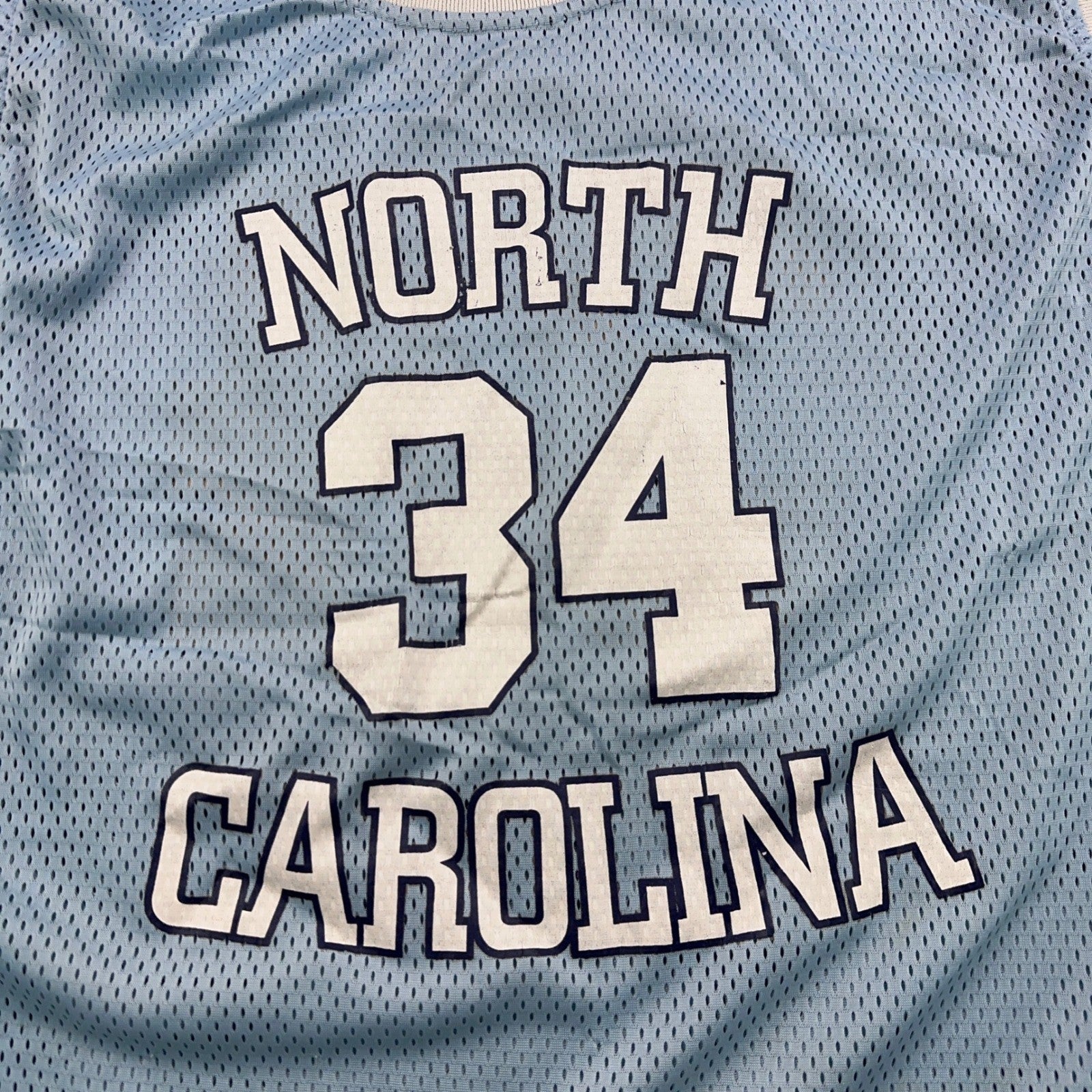 North Carolina Tar Heels Basketball Jersey Blue White 34 Mesh Mens 4XL RN106746 by Unbranded