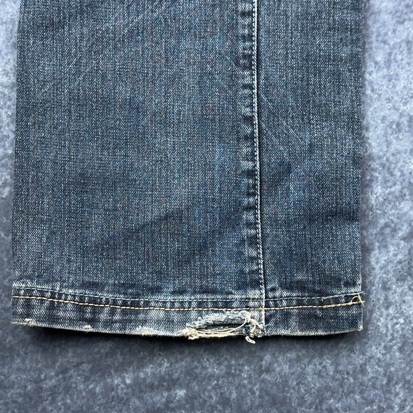 Antik Denim Mens Straight Leg Jeans Blue Medium Wash Button Fly Distressed 34x32 by Antik Denim