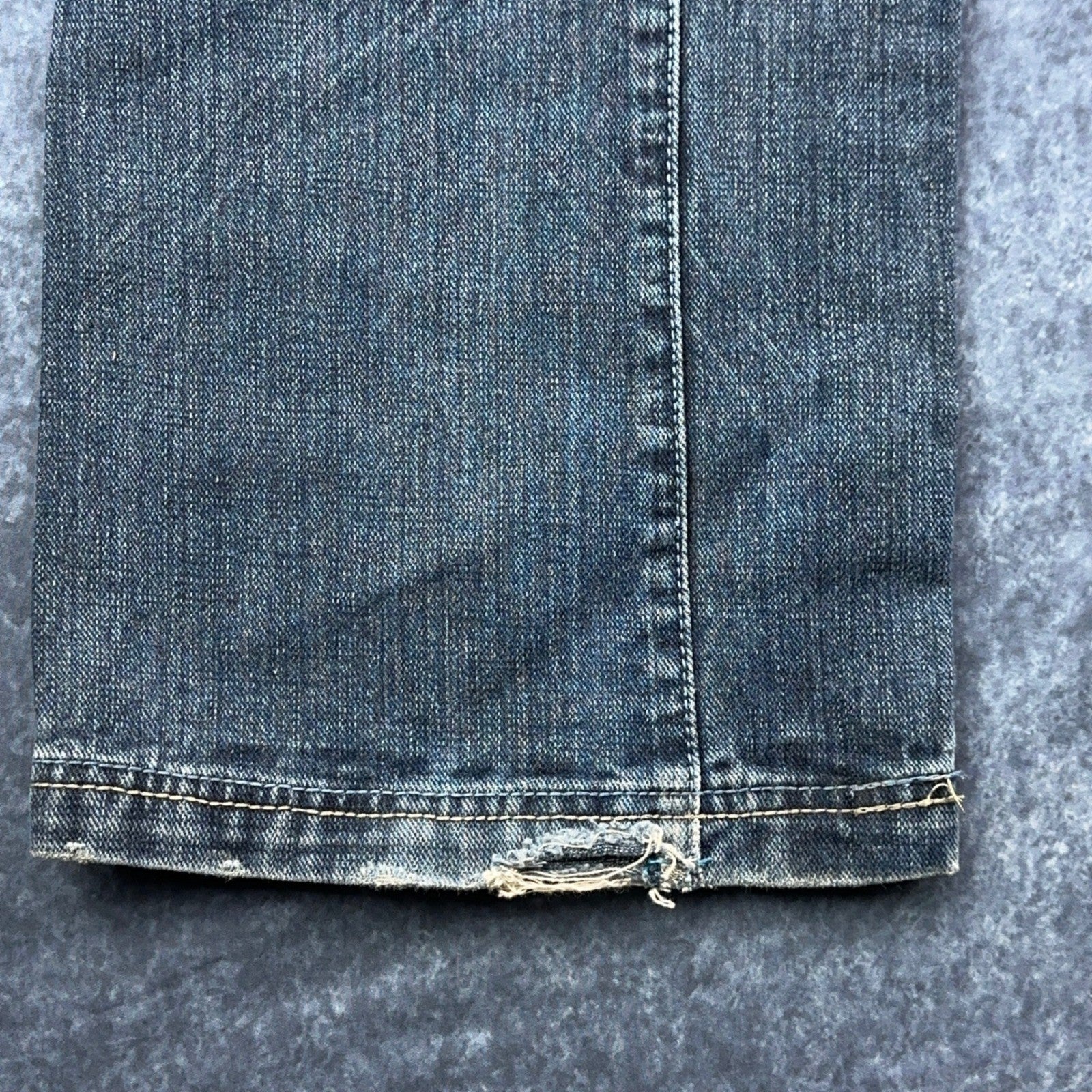 Antik Denim Mens Straight Leg Jeans Blue Medium Wash Button Fly Distressed 34x32 by Antik Denim