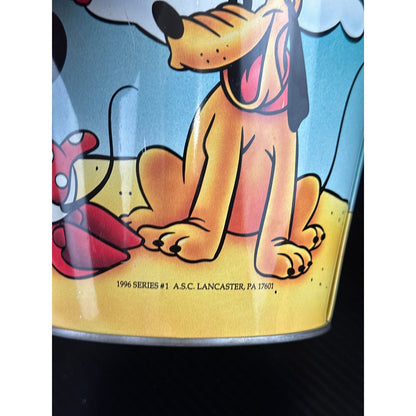 Vintage 1996 Disney Mickey Minnie Pluto Tin Sand Pail Beach Bucket Series 1 ASC by Disney