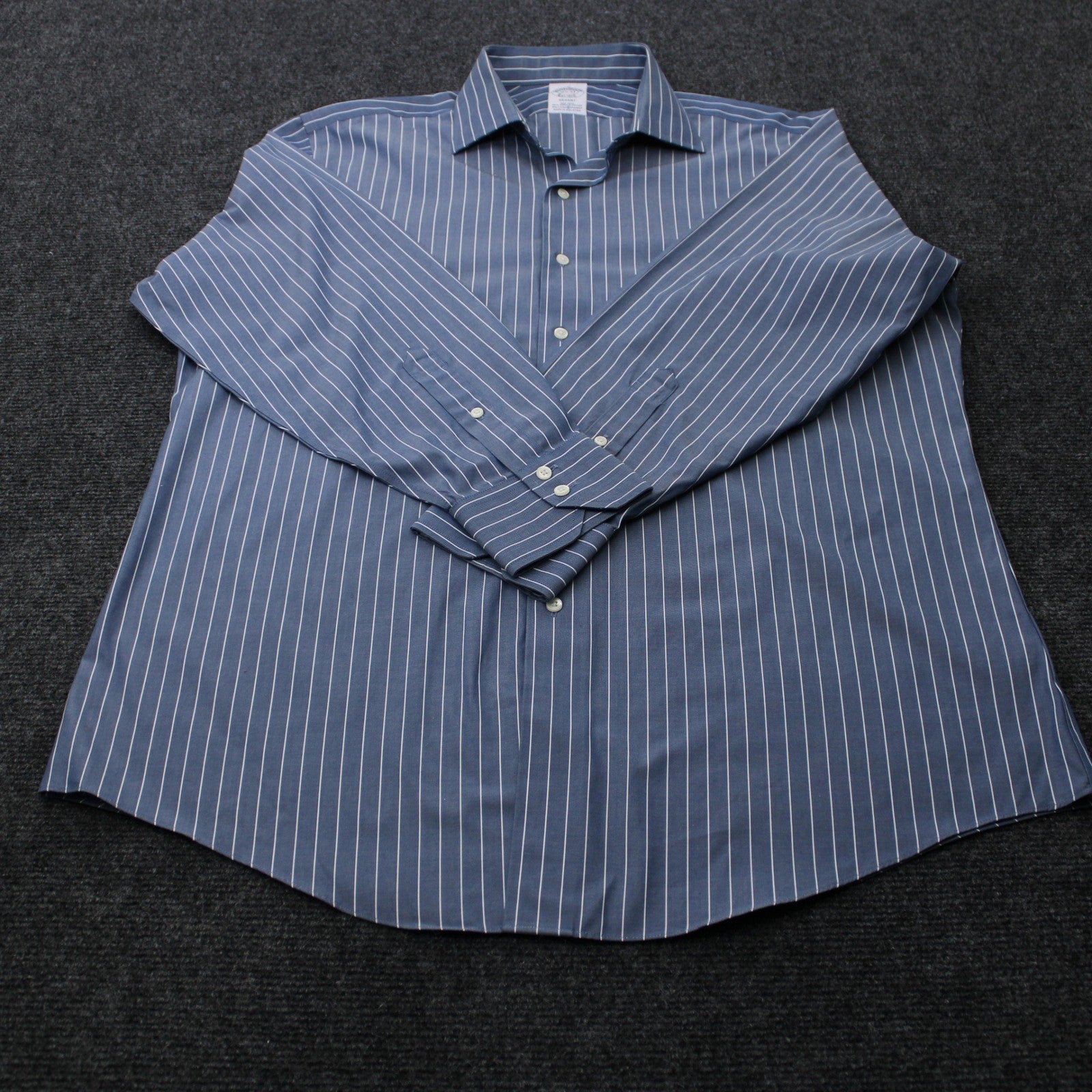 Brooks Brothers Regent Blue White Stripe Non-Iron Supima Cotton Shirt 16 1/2 -33 by Brooks Brothers
