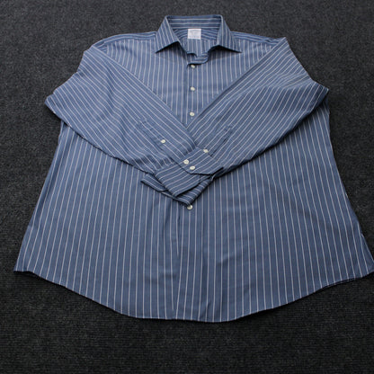 Brooks Brothers Regent Blue White Stripe Non-Iron Supima Cotton Shirt 16 1/2 -33 by Brooks Brothers