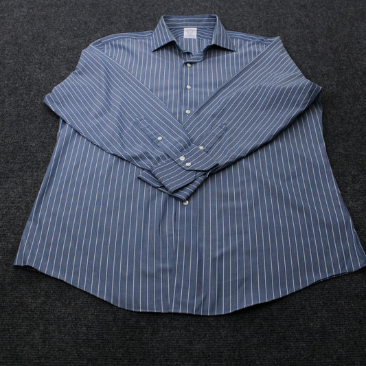 Brooks Brothers Regent Blue White Stripe Non-Iron Supima Cotton Shirt 16 1/2 -33 by Brooks Brothers