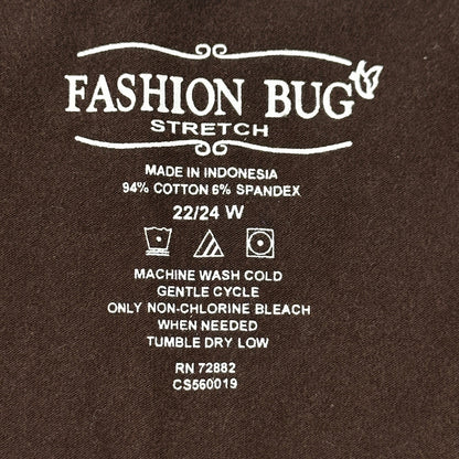 Fashion Bug Stretch Womens Plus 22/24W V-Neck Short Sleeve T-Shirt Brown by Fashion Bug