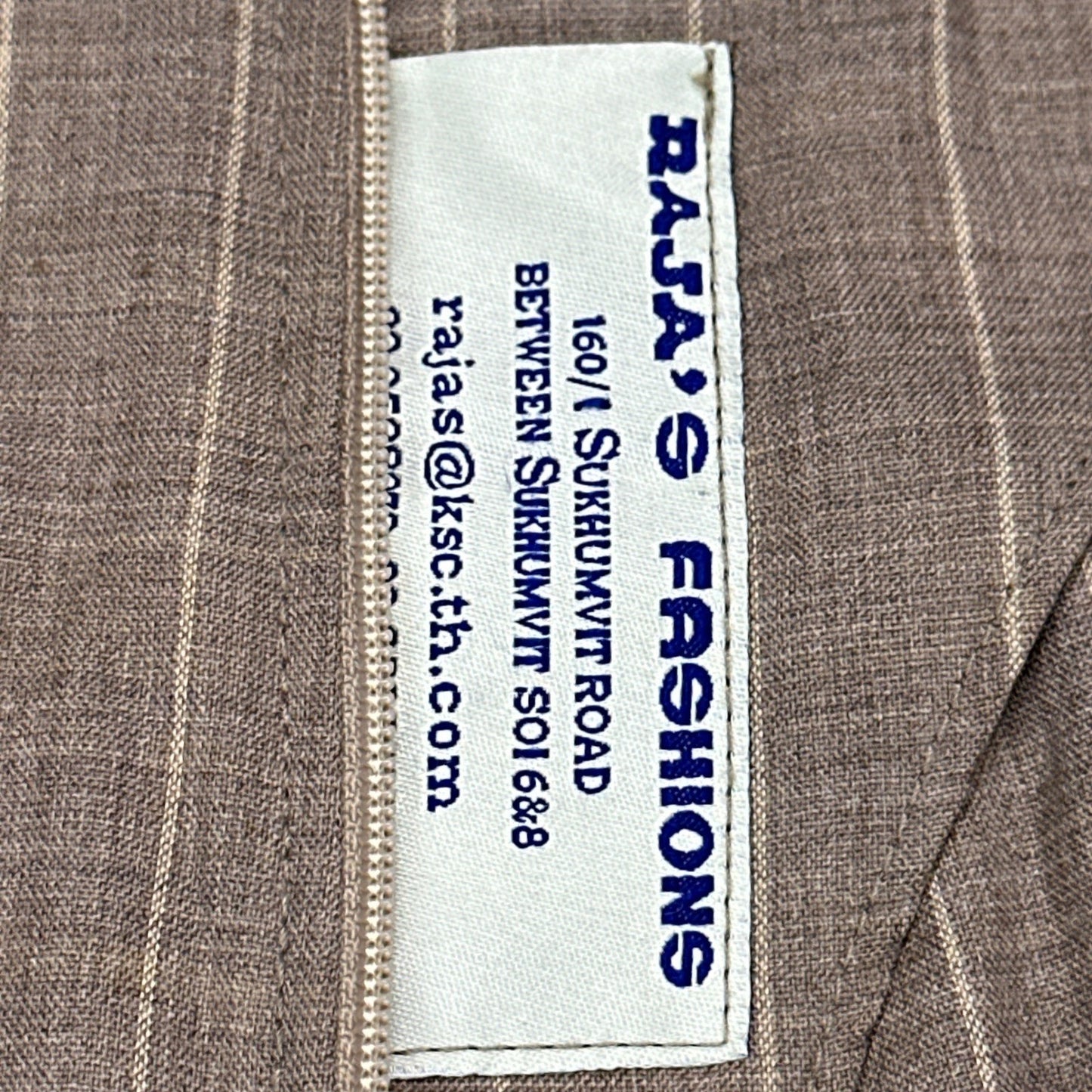 Rajas Fashions Mens Tan Pinstripe Cuffed Dress Pants Trousers 40x28 Bespoke by Raja's Fashions