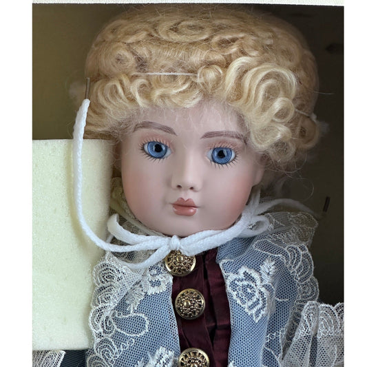 Kais Inc American Artists Collection Hailey Porcelain Doll Blue Lace by Kais Inc