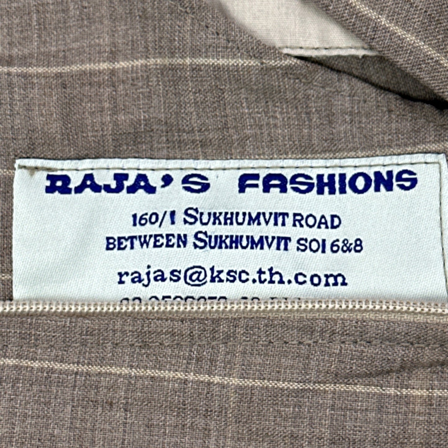 Rajas Fashions Mens Tan Pinstripe Cuffed Dress Pants Trousers 40x28 Bespoke by Raja's Fashions