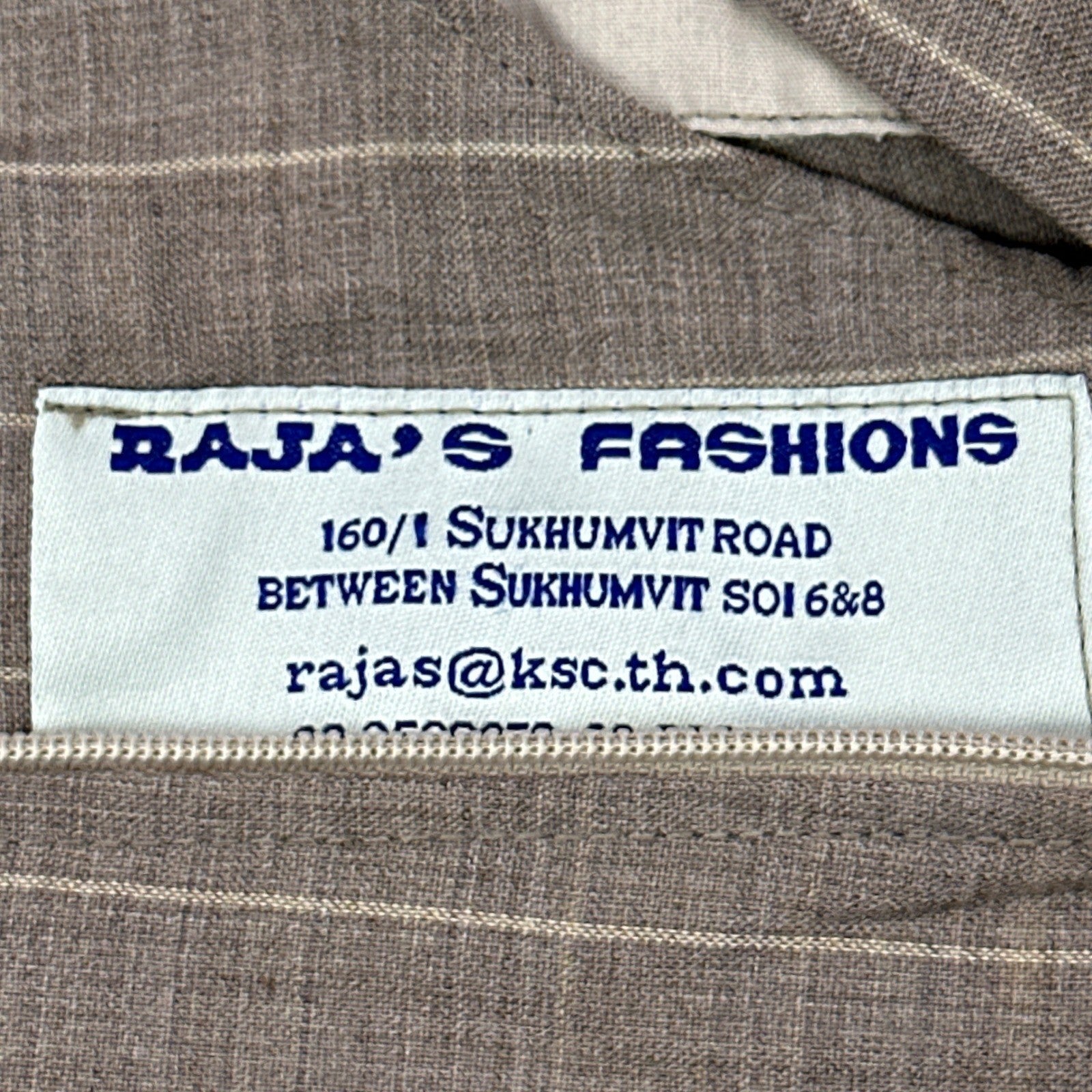Rajas Fashions Mens Tan Pinstripe Cuffed Dress Pants Trousers 40x28 Bespoke by Raja's Fashions