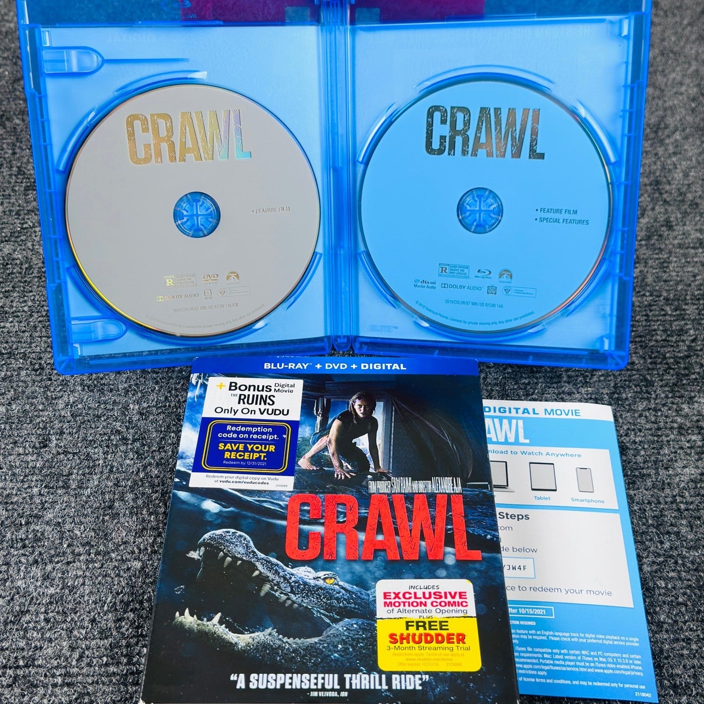 Crawl Blu-ray DVD Digital 2-Disc Set Horror Thriller Sam Raimi Alexandre Aja by Buysaavy