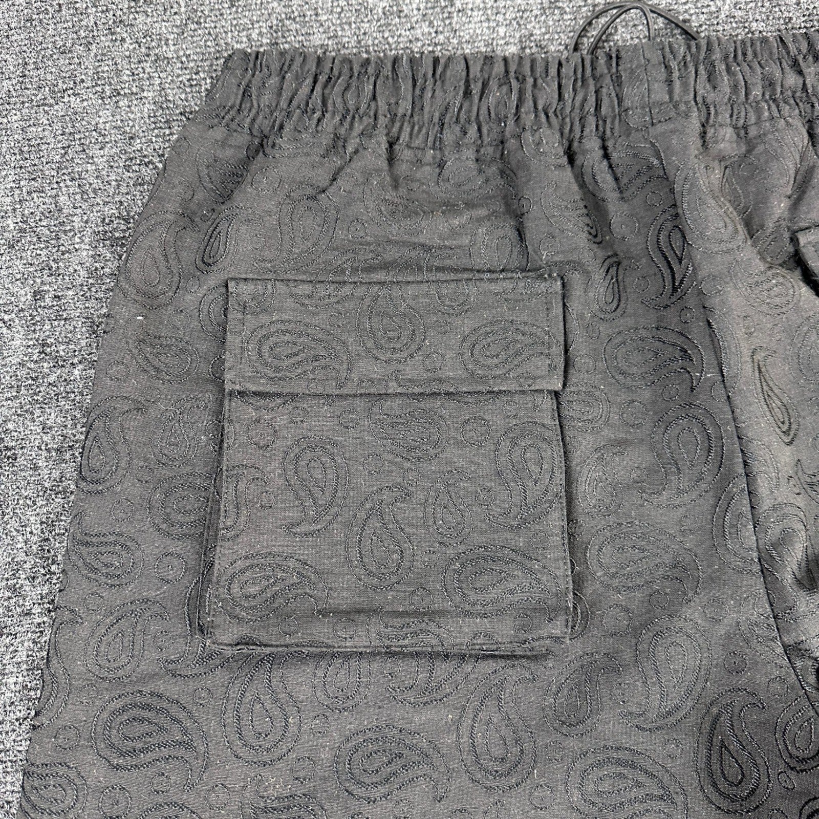 GVAPI Black Paisley Textured Cargo Pants Limited Edition 34 Aaron Wilhelm Mens by GVAPI