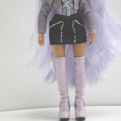 Rainbow High Violet Willow Doll with Crown and Microphone Fashion Toy for Girls by Unbranded