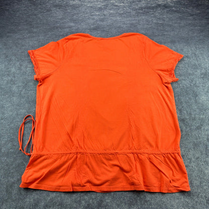 Just My Size Womens 2X Orange Cotton Crochet Trim Peplum Top FFJM9224 by Just My Size
