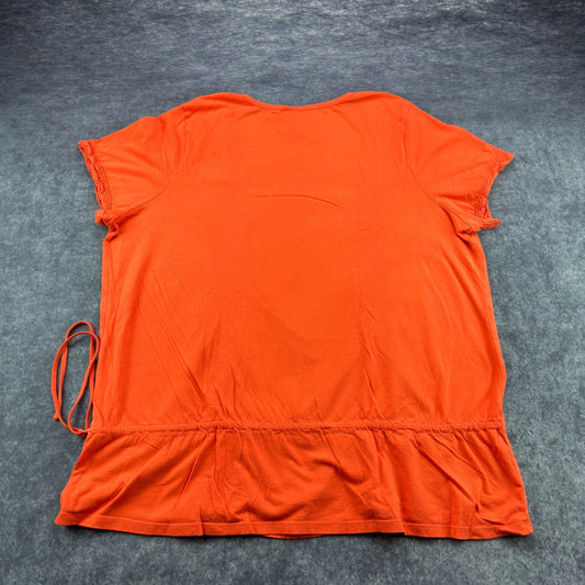 Just My Size Womens 2X Orange Cotton Crochet Trim Peplum Top FFJM9224 by Just My Size