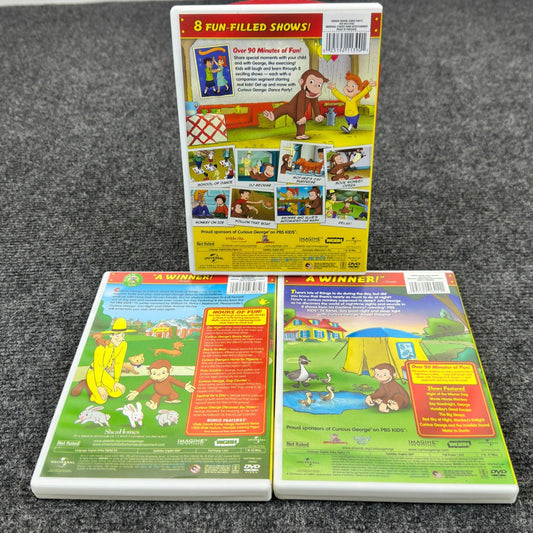 Curious George 3 DVD Lot Dance Party Zoo Night Sweet Dreams PBS Kids Emmy Winner by Buysaavy